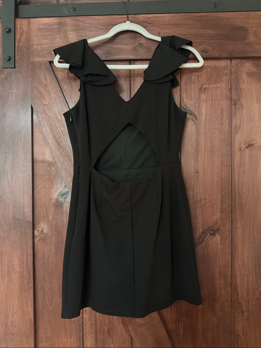 Express Black Ruffle-Shoulder Mini Dress - Picture 5 of 5
